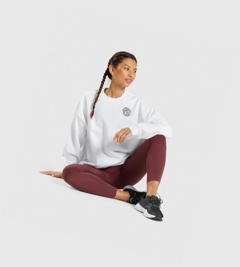 Gymshark Legacy Grafiske Sweatshirt Klær Dame Hvite | KYBCJZ695