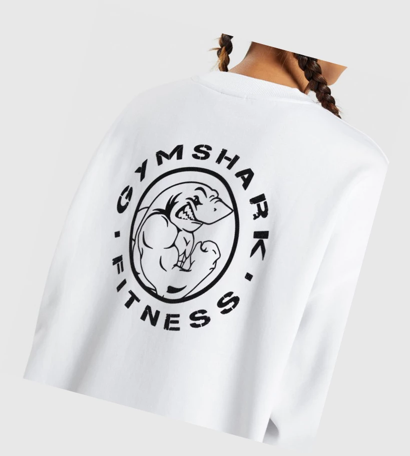 Gymshark Legacy Grafiske Sweatshirt Klær Dame Hvite | KYBCJZ695