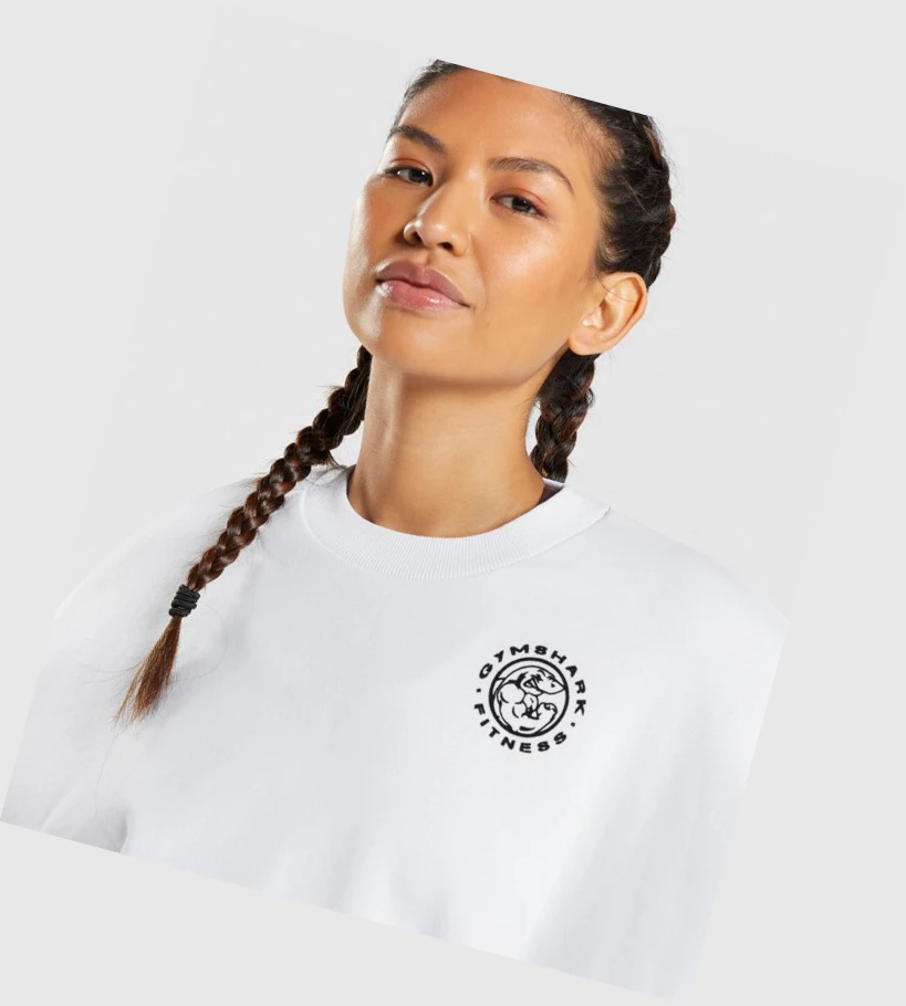 Gymshark Legacy Grafiske Sweatshirt Klær Dame Hvite | KYBCJZ695