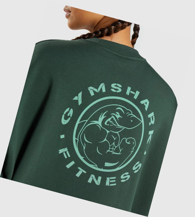 Gymshark Legacy Grafiske Sweatshirt Klær Dame Mørke Grønn | KZCMJY716