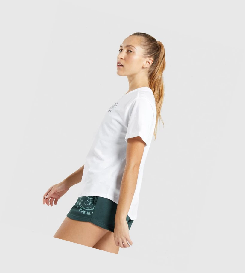 Gymshark Legacy Grafiske T-skjorte Dame Hvite | UXLODR835