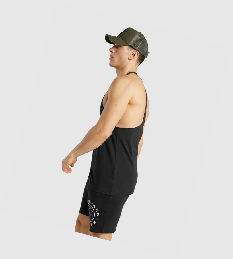 Gymshark Legacy Singlet Herre Svarte Hvite | QLRKIY847