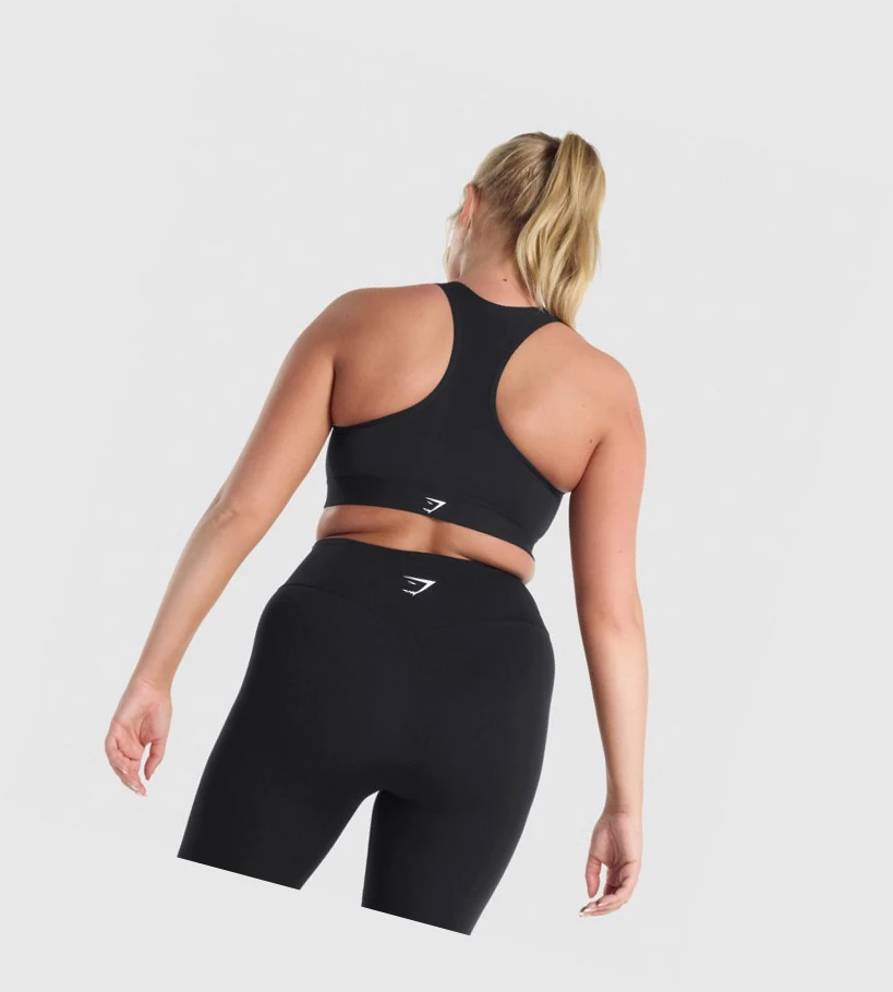 Gymshark Lette High Support Trenings Sports Bh Dame Svarte | LOQEBS854