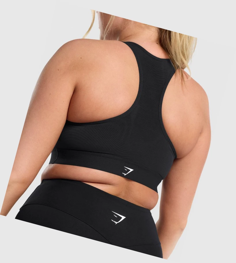 Gymshark Lette High Support Trenings Sports Bh Dame Svarte | LOQEBS854