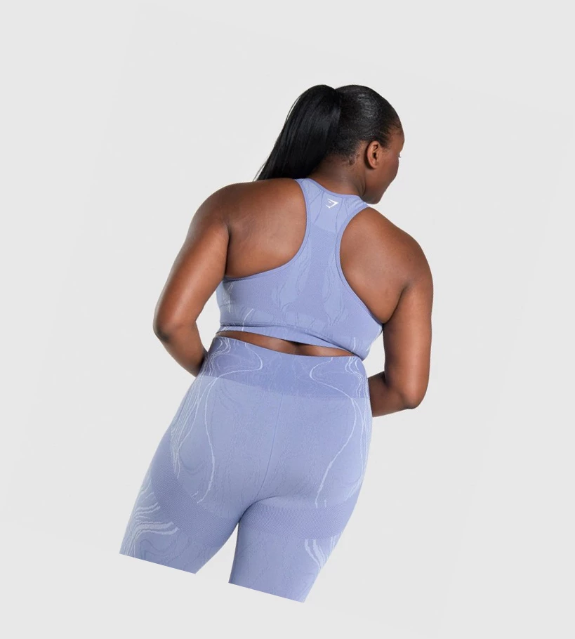 Gymshark Mercury Seamless Sports Bh Dame Blå | HJBMEA430