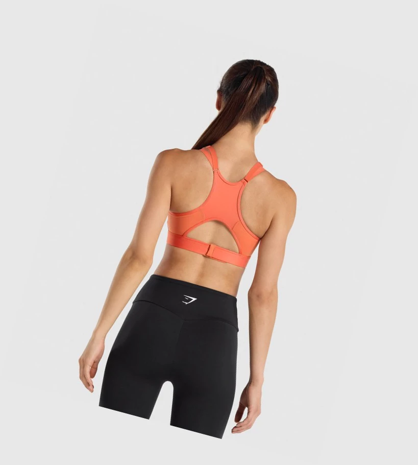 Gymshark Mesh Neckline Trenings Sports Bh Dame Oransje | AMOUWB143