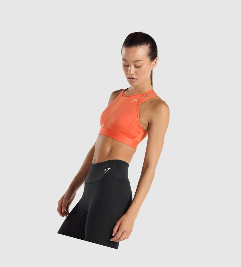 Gymshark Mesh Neckline Trenings Sports Bh Dame Oransje | AMOUWB143