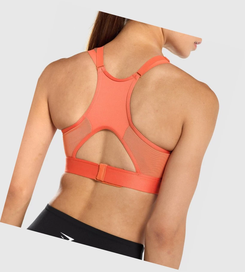 Gymshark Mesh Neckline Trenings Sports Bh Dame Oransje | AMOUWB143