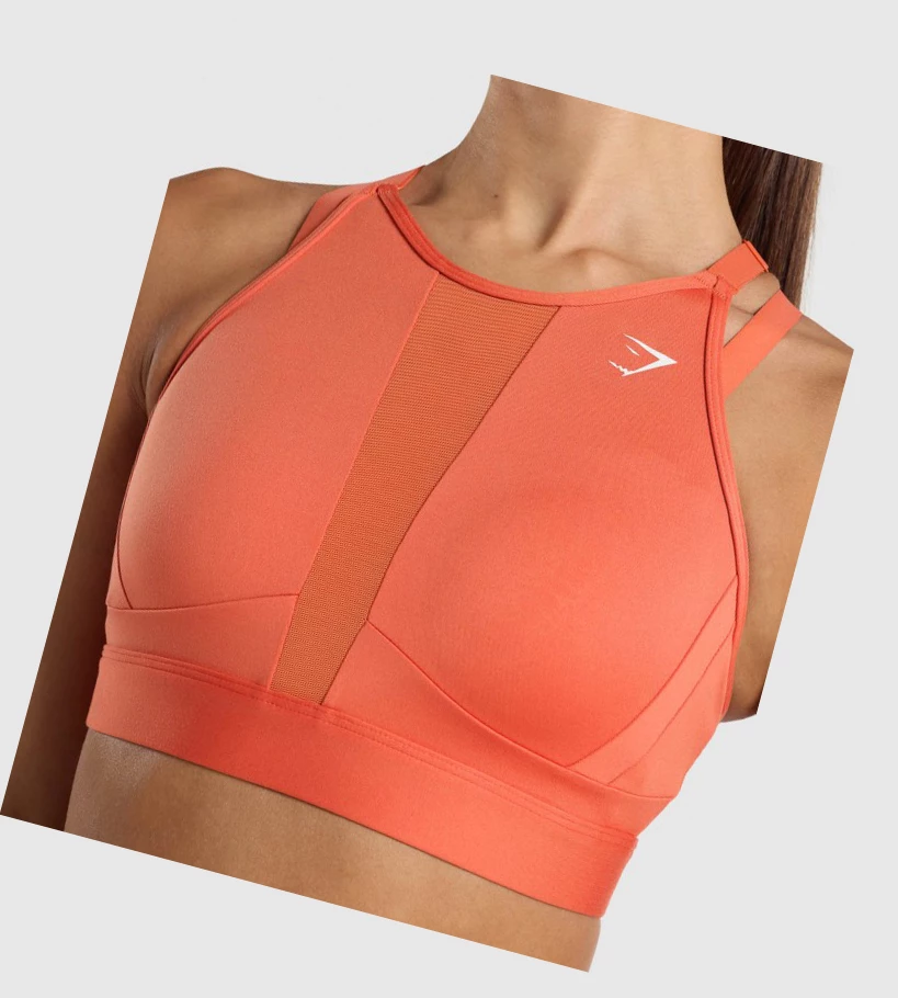 Gymshark Mesh Neckline Trenings Sports Bh Dame Oransje | AMOUWB143