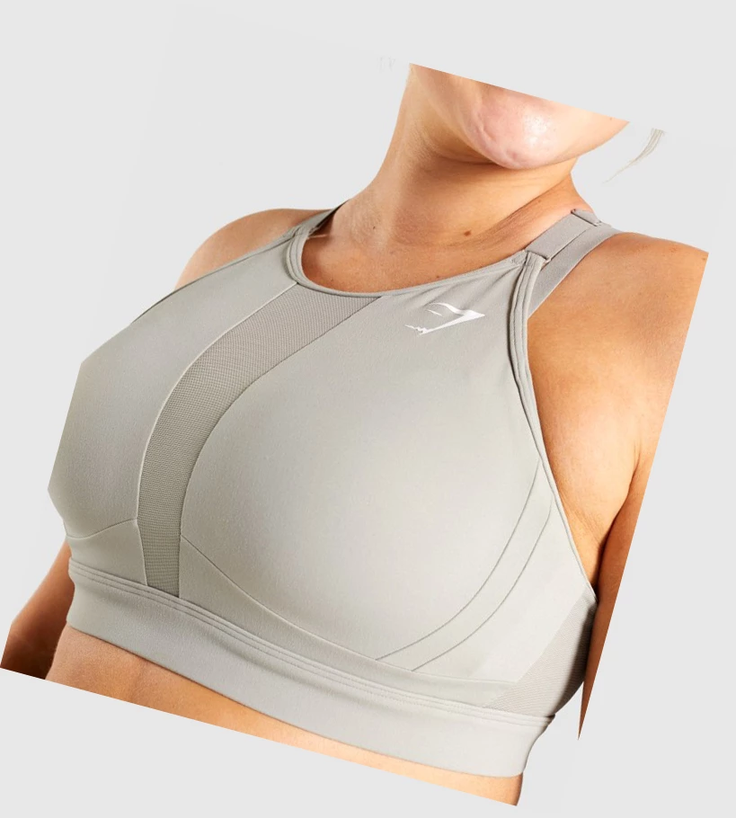 Gymshark Mesh Neckline Trenings Sports Bh Dame Grå | IONYDC578