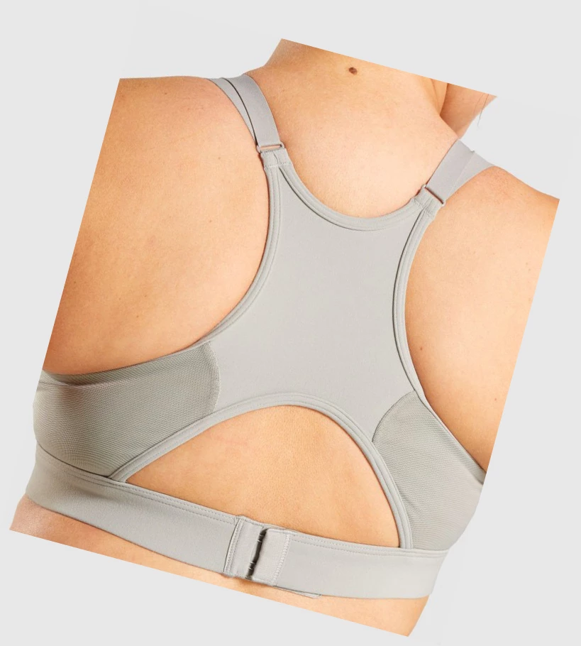 Gymshark Mesh Neckline Trenings Sports Bh Dame Grå | IONYDC578