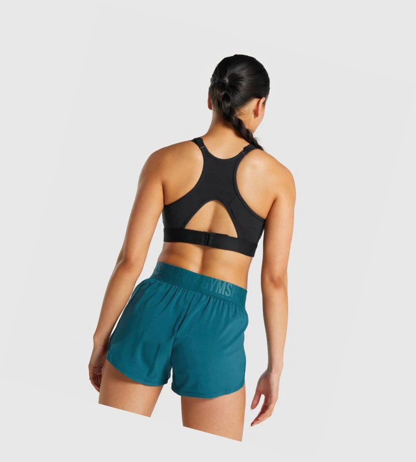 Gymshark Mesh Neckline Trenings Sports Bh Dame Svarte | QTKPEC271