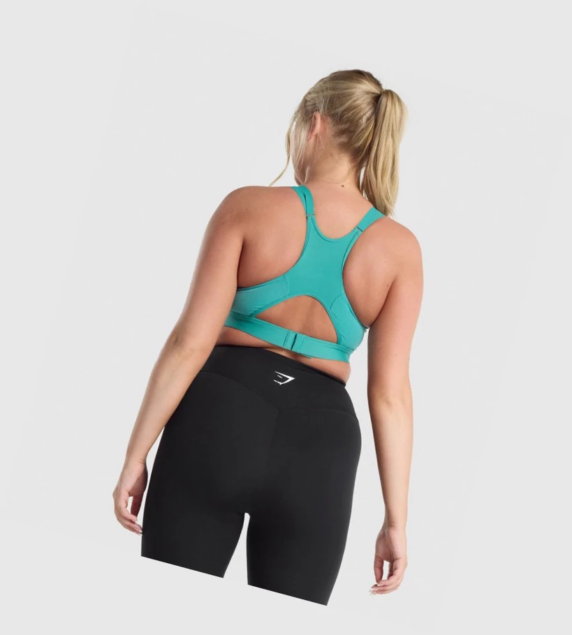 Gymshark Mesh Neckline Trenings Sports Bh Dame Turkis | QWXPAG975