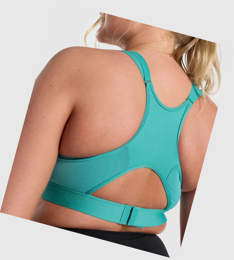 Gymshark Mesh Neckline Trenings Sports Bh Dame Turkis | QWXPAG975