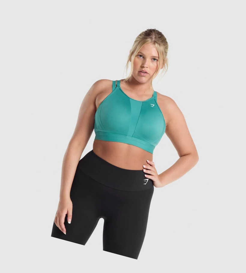 Gymshark Mesh Neckline Trenings Sports Bh Dame Turkis | QWXPAG975