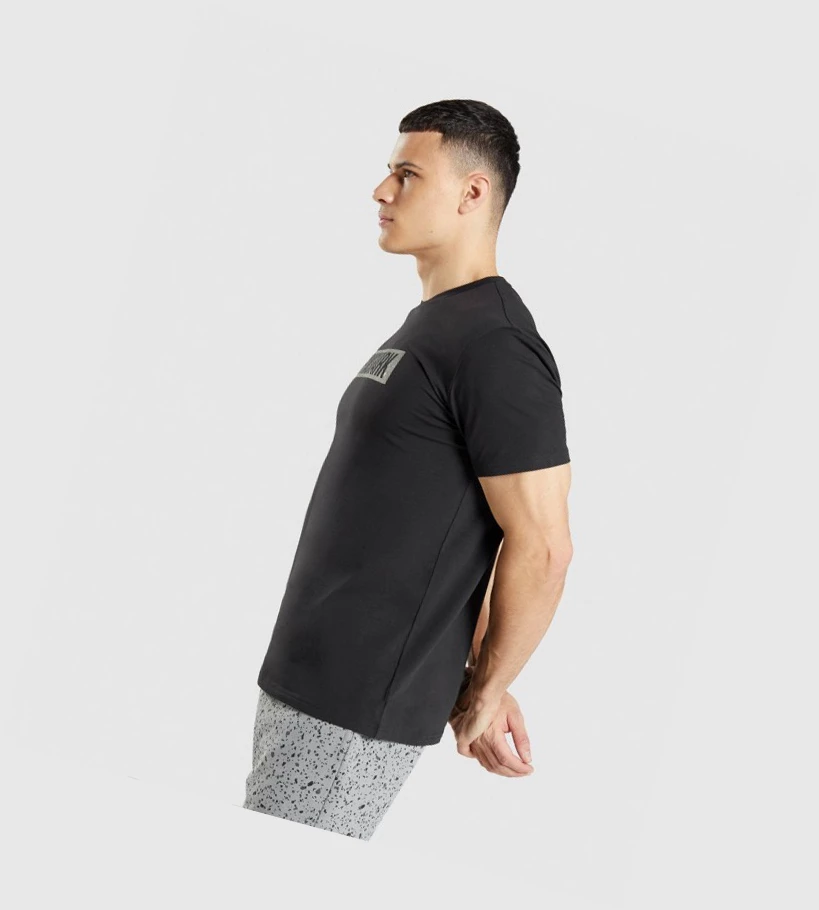 Gymshark Micro Print Block Infill T-skjorte Herre Svarte | ZOIDES396