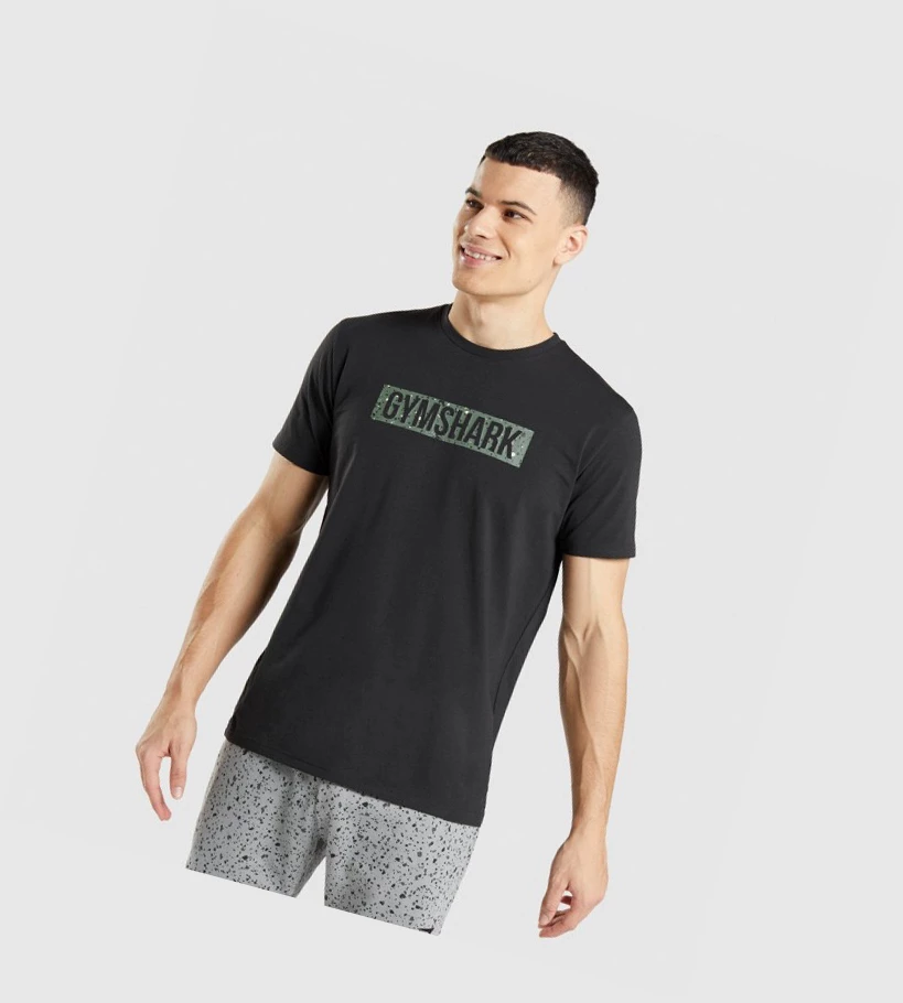 Gymshark Micro Print Block Infill T-skjorte Herre Svarte | ZOIDES396