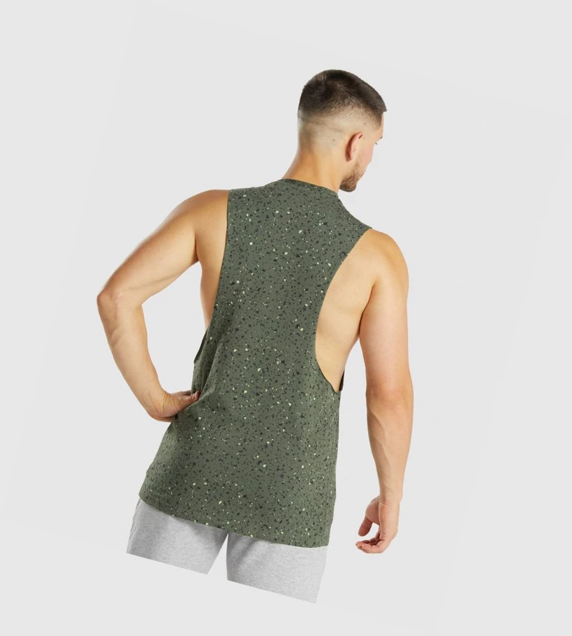 Gymshark Micro Print Drop Arm Singlet Herre Grønn | COKUQY940