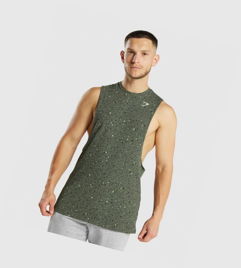 Gymshark Micro Print Drop Arm Singlet Herre Grønn | COKUQY940