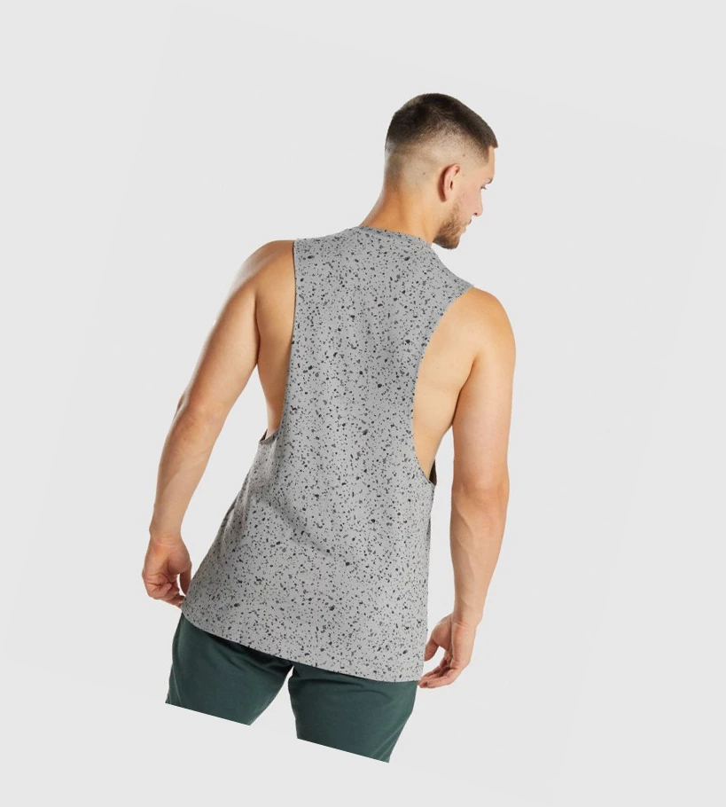 Gymshark Micro Print Drop Arm Singlet Herre Grå | WXHKFQ023