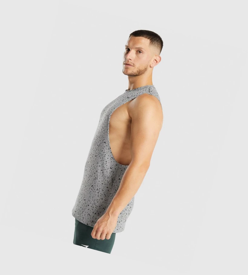 Gymshark Micro Print Drop Arm Singlet Herre Grå | WXHKFQ023