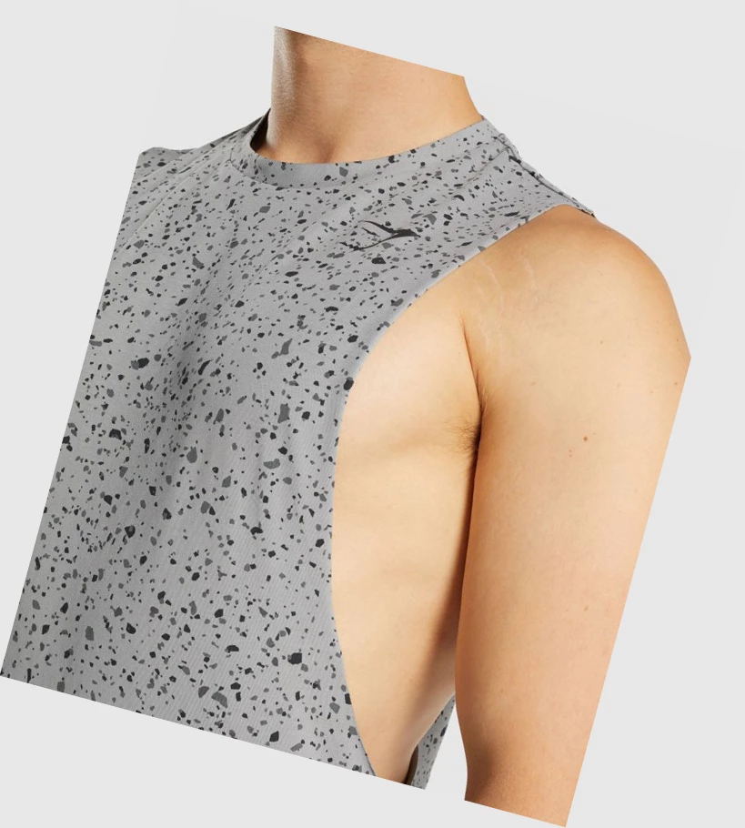 Gymshark Micro Print Drop Arm Singlet Herre Grå | WXHKFQ023