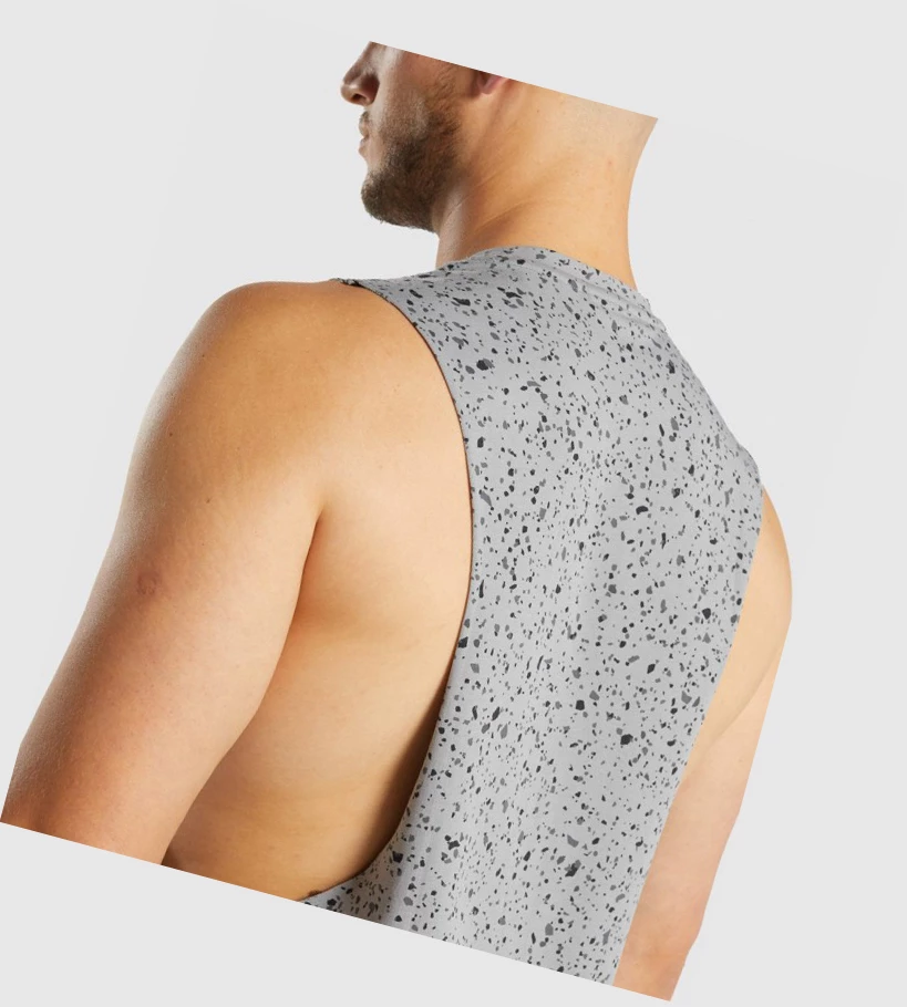 Gymshark Micro Print Drop Arm Singlet Herre Grå | WXHKFQ023