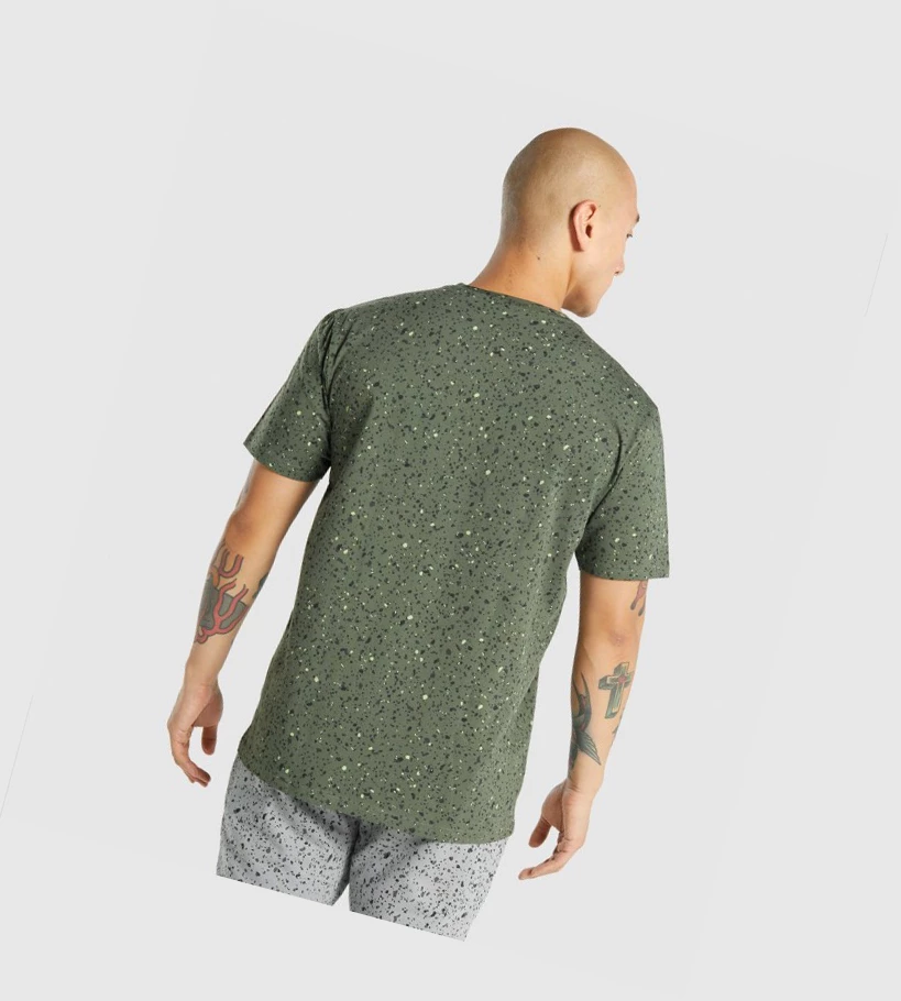 Gymshark Micro Print T-skjorte Herre Grønn | BHCVEM479