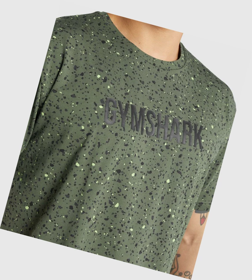 Gymshark Micro Print T-skjorte Herre Grønn | BHCVEM479