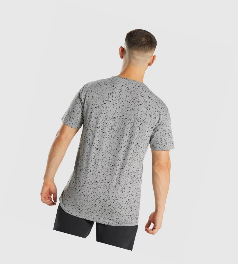 Gymshark Micro Print T-skjorte Herre Lyse Grå | VAHDSG620