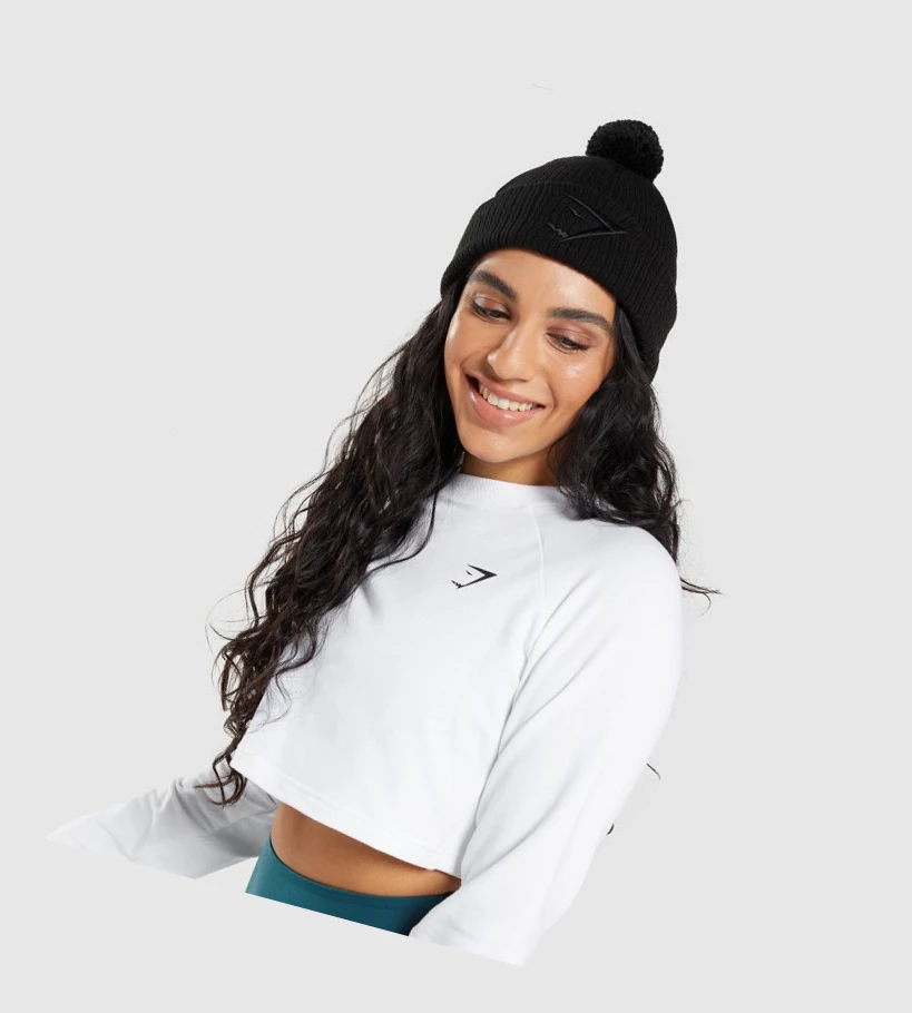 Gymshark New Era Mini Pom Headband Dame Svarte | SIBJFW098