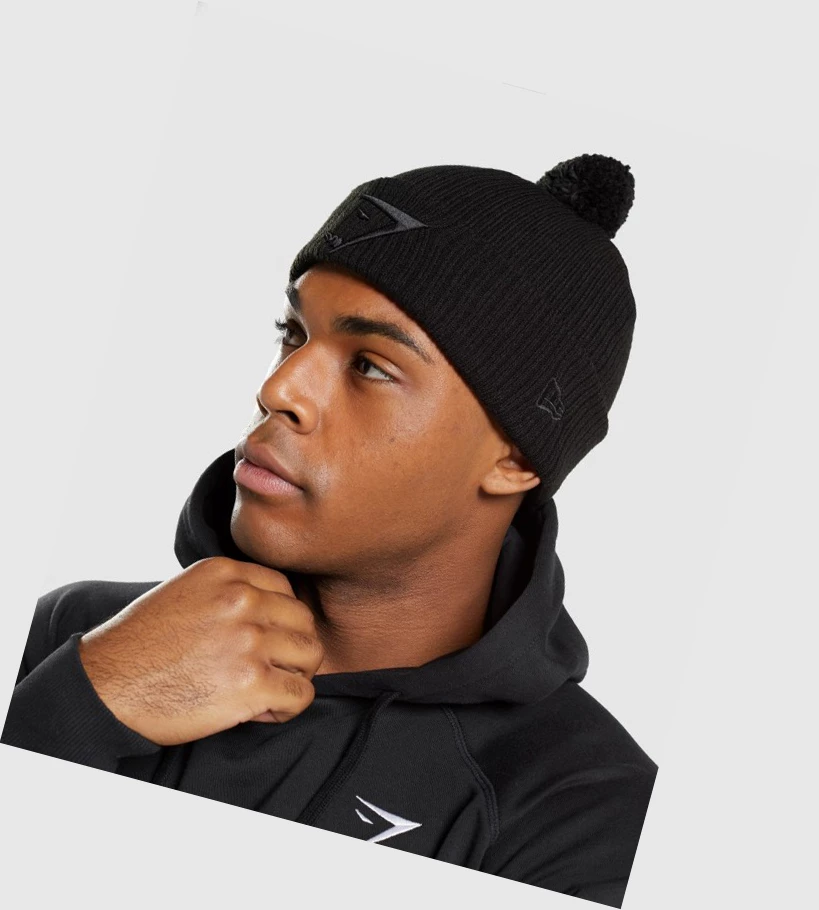 Gymshark New Era Mini Pom Headband Herre Svarte | BCKPTJ930