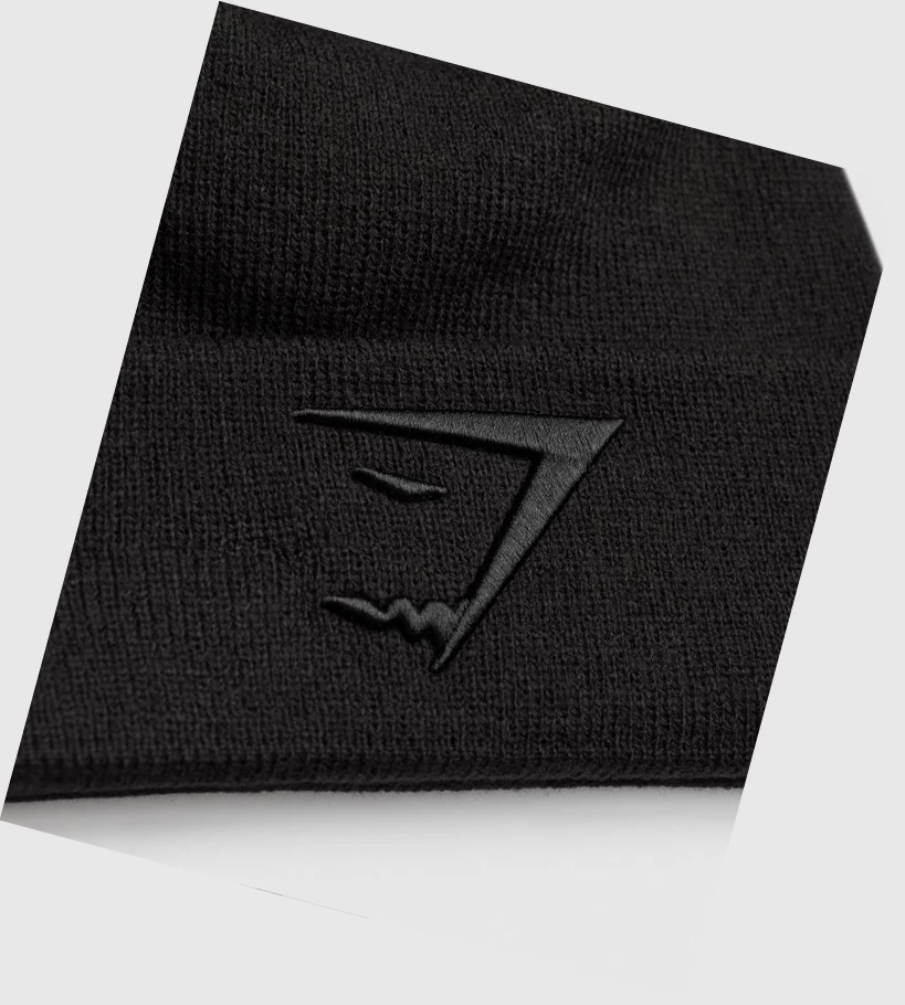 Gymshark New Era Sharkhead Cuff Knit Headband Dame Svarte | CSEMXU069