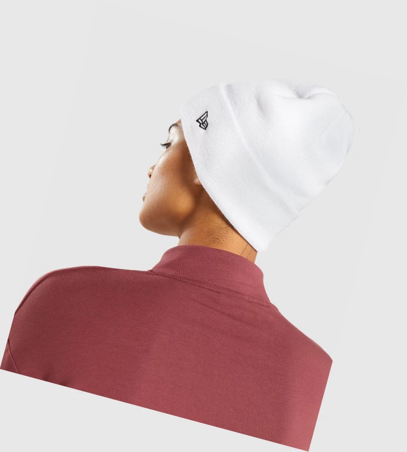 Gymshark New Era Sharkhead Cuff Knit Headband Dame Hvite | GUZWNQ681