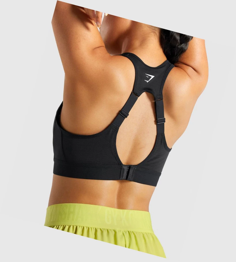 Gymshark Open Back Trenings Sports Bh Dame Svarte | XWJDBI395