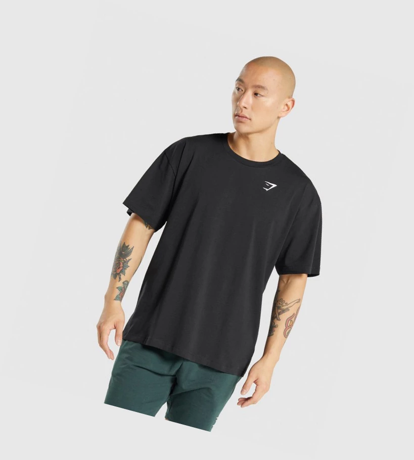 Gymshark Oversized T-skjorte Herre Svarte | OGDJZE104