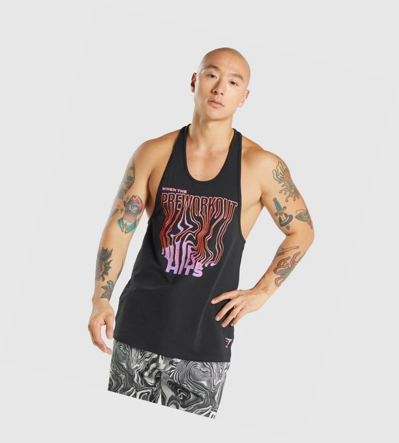 Gymshark Pre-Workout Singlet Herre Svarte | LFSXEY394