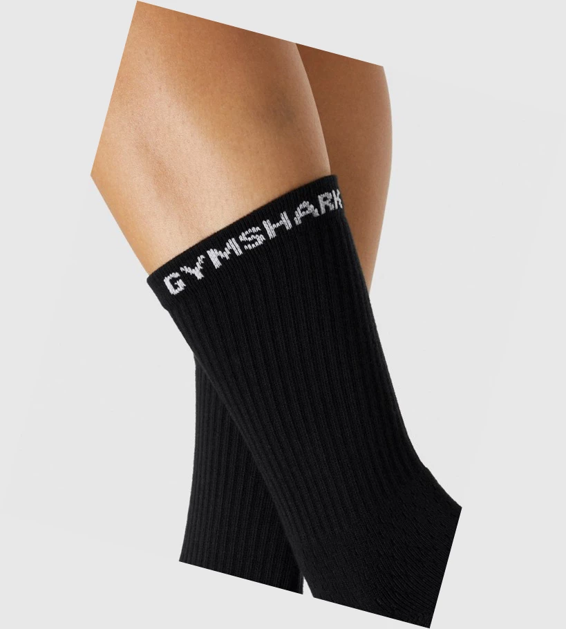 Gymshark Premium Logo 1pk Sokker Dame Svarte | YKAZBL574