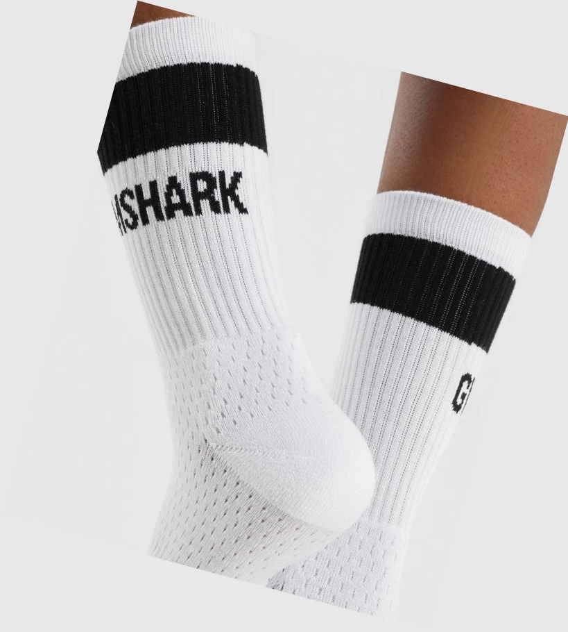 Gymshark Premium Logo 1pk Sokker Herre Hvite | USYVXA648