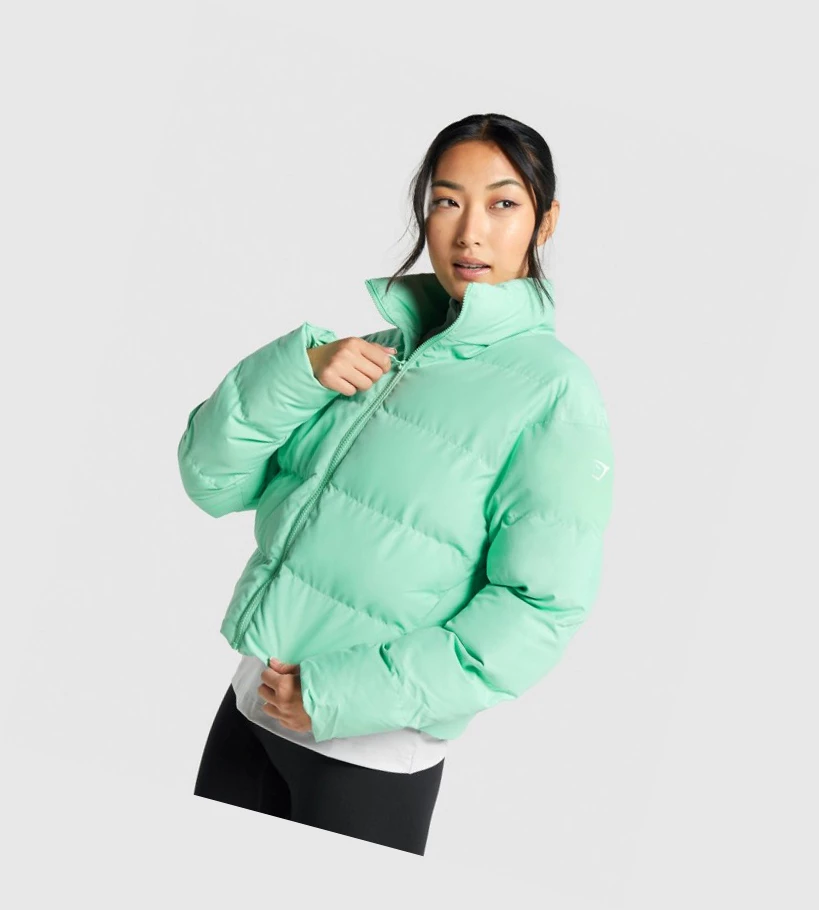 Gymshark Puffer Klær Dame Grønn | VSBHNO351