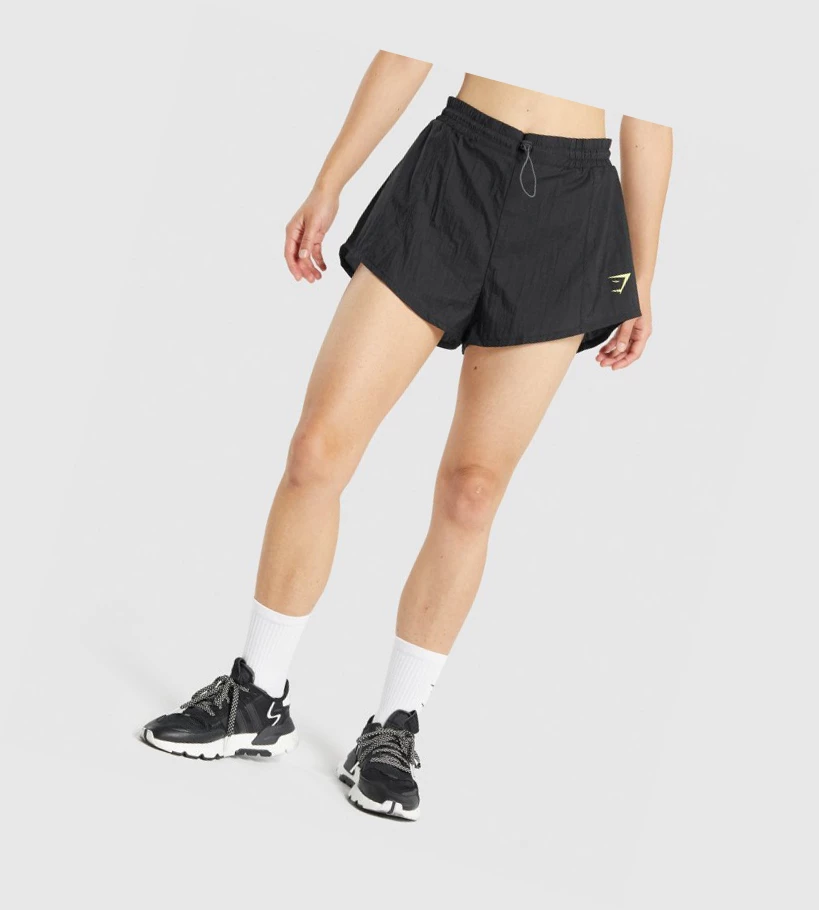 Gymshark Pulse 2 in 1 Shorts Dame Svarte | ZJLPCS617