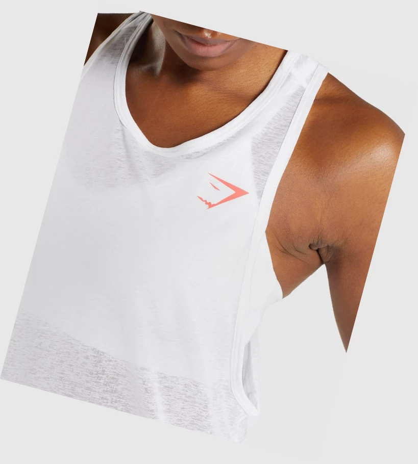 Gymshark Pulse Lette Singlet Dame Hvite | JXRBTV830