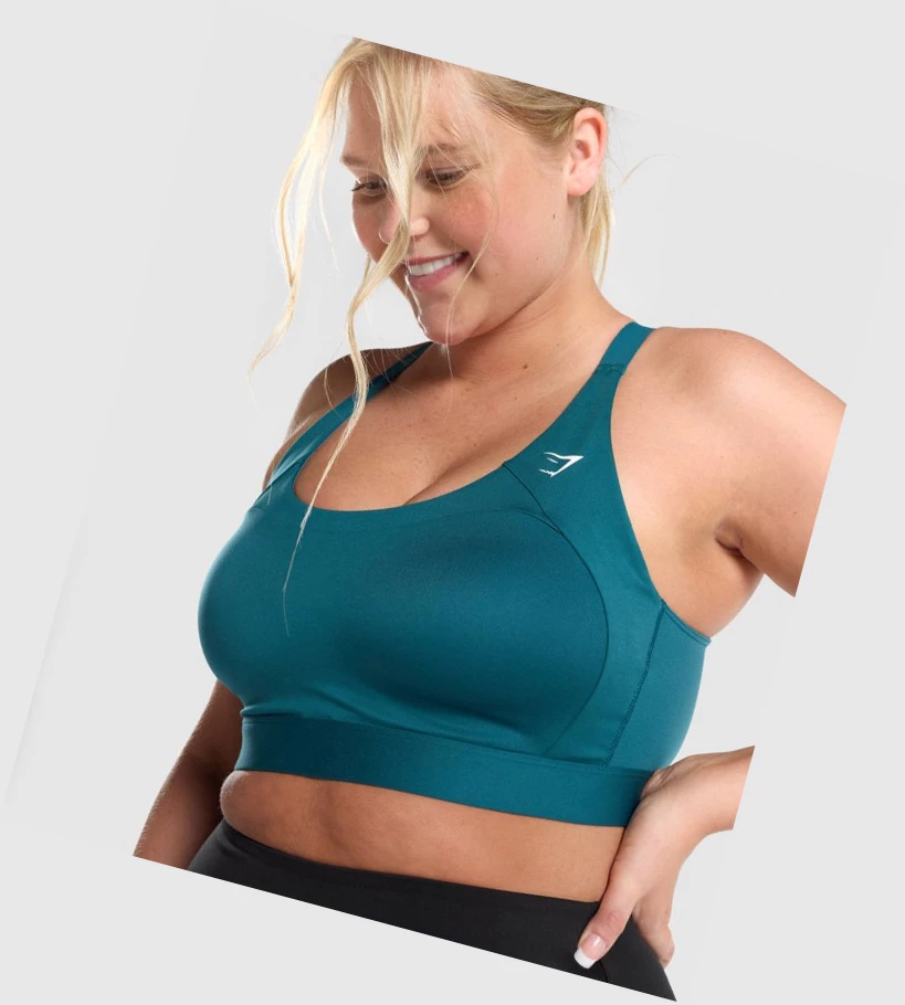 Gymshark Racer Back Trenings Sports Bh Dame Turkis | GFVYQO750