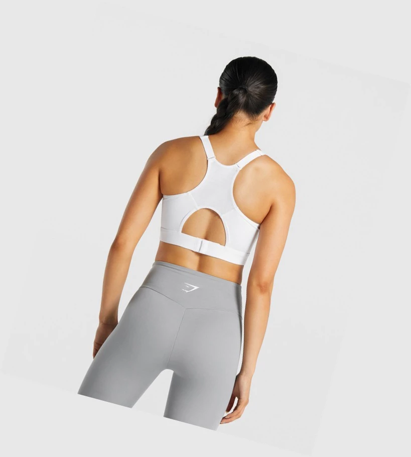 Gymshark Racer Back Trenings Sports Bh Dame Hvite | SZKLIY082