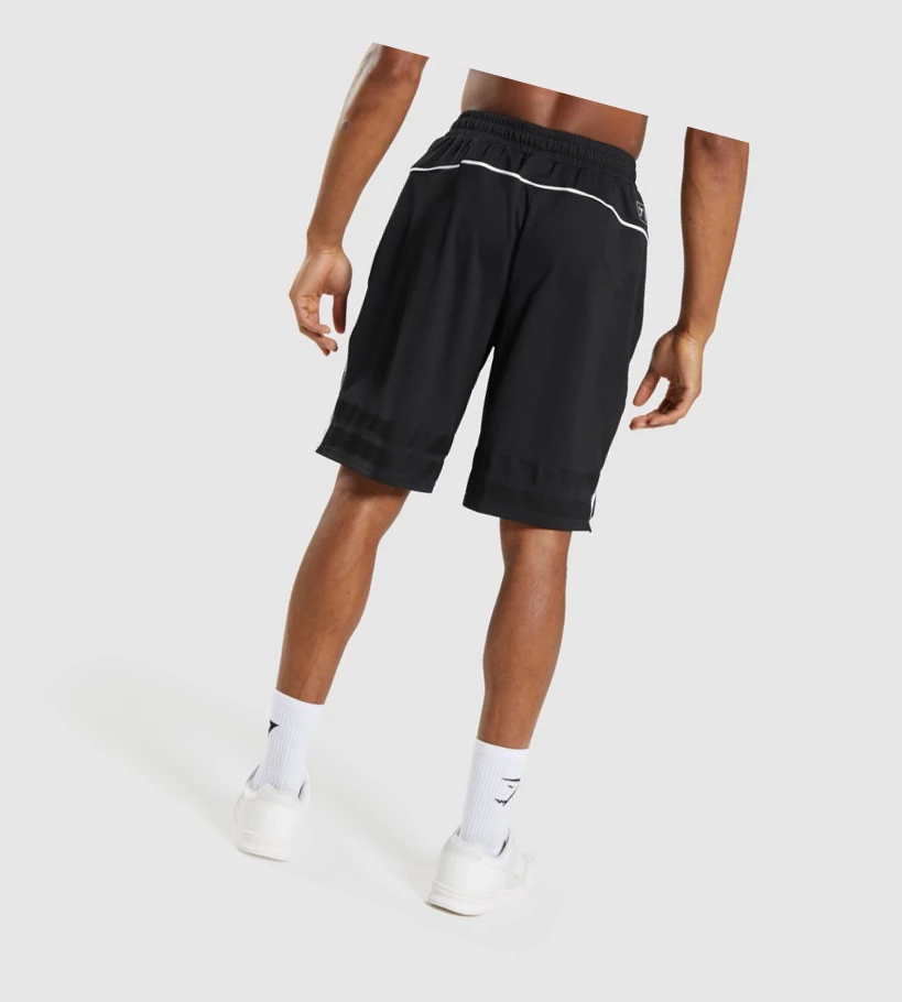 Gymshark Recess Basketball Shorts Herre Svarte Hvite | PMUSXD047