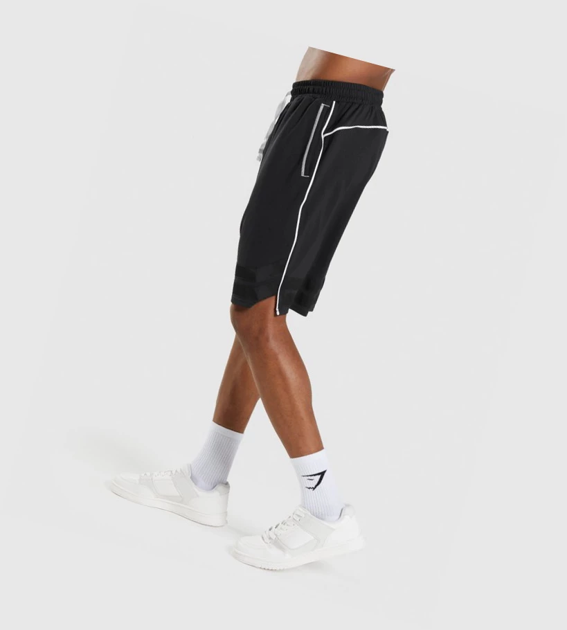 Gymshark Recess Basketball Shorts Herre Svarte Hvite | PMUSXD047