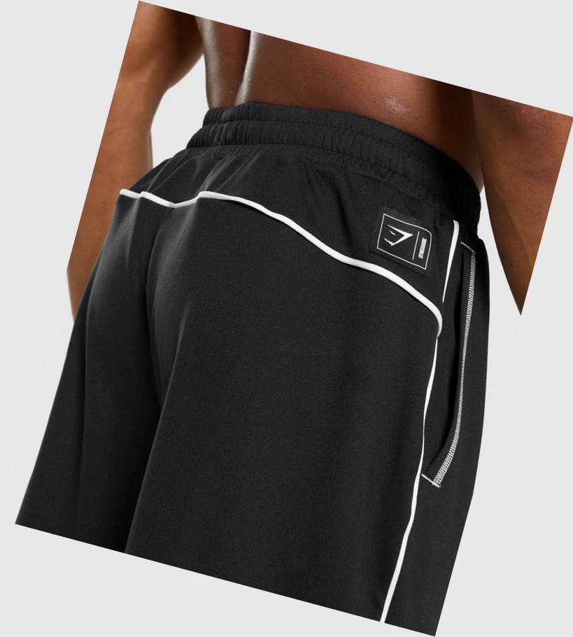 Gymshark Recess Basketball Shorts Herre Svarte Hvite | PMUSXD047