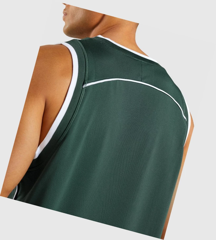 Gymshark Recess Basketball Singlet Herre Obsidian Grønn Hvite | LXOCRU731