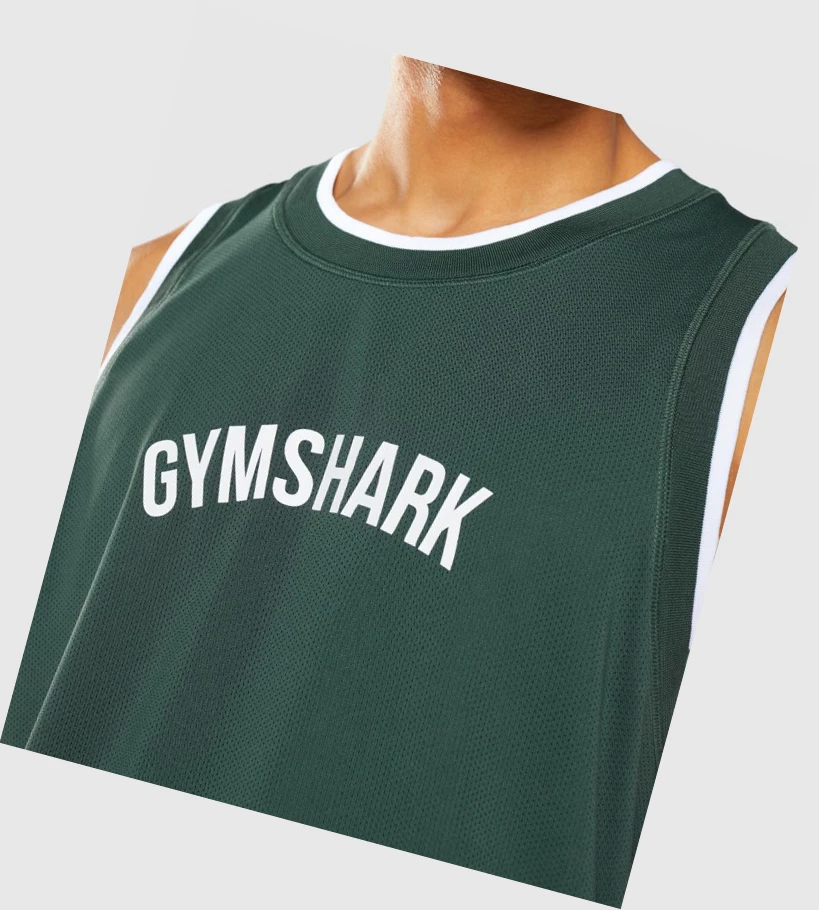 Gymshark Recess Basketball Singlet Herre Obsidian Grønn Hvite | LXOCRU731