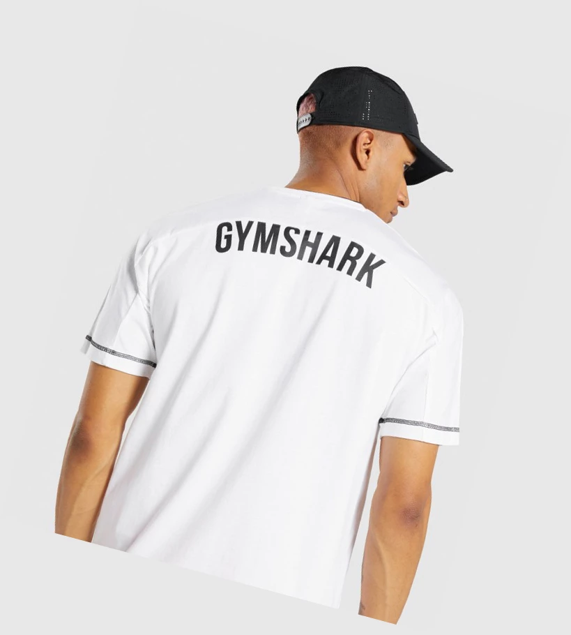 Gymshark Recess T-skjorte Herre Hvite | KBICWV513